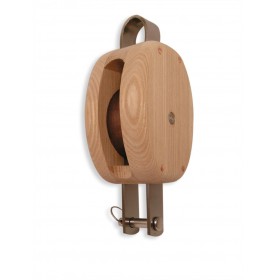 Poulie bois traditionnelle "Havraise" simple + ringot pour bateau