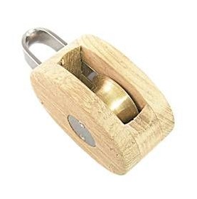 Poulie simple en teck ou frêne verni pour bateau