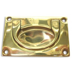 Brass rectangular flush drawer handle