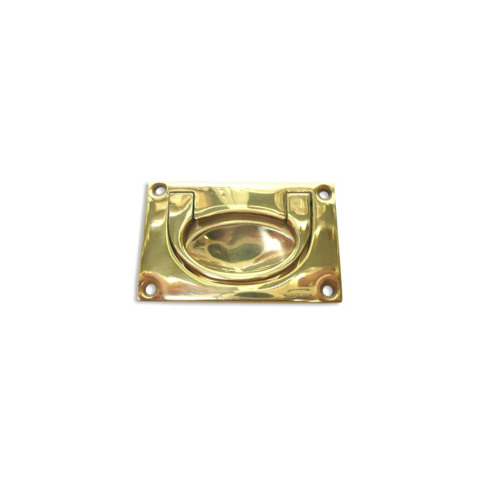 Brass rectangular flush drawer handle