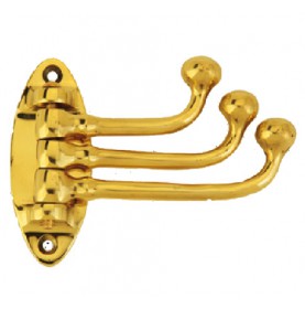 3 FOLDING BRASS COAT HOOKS