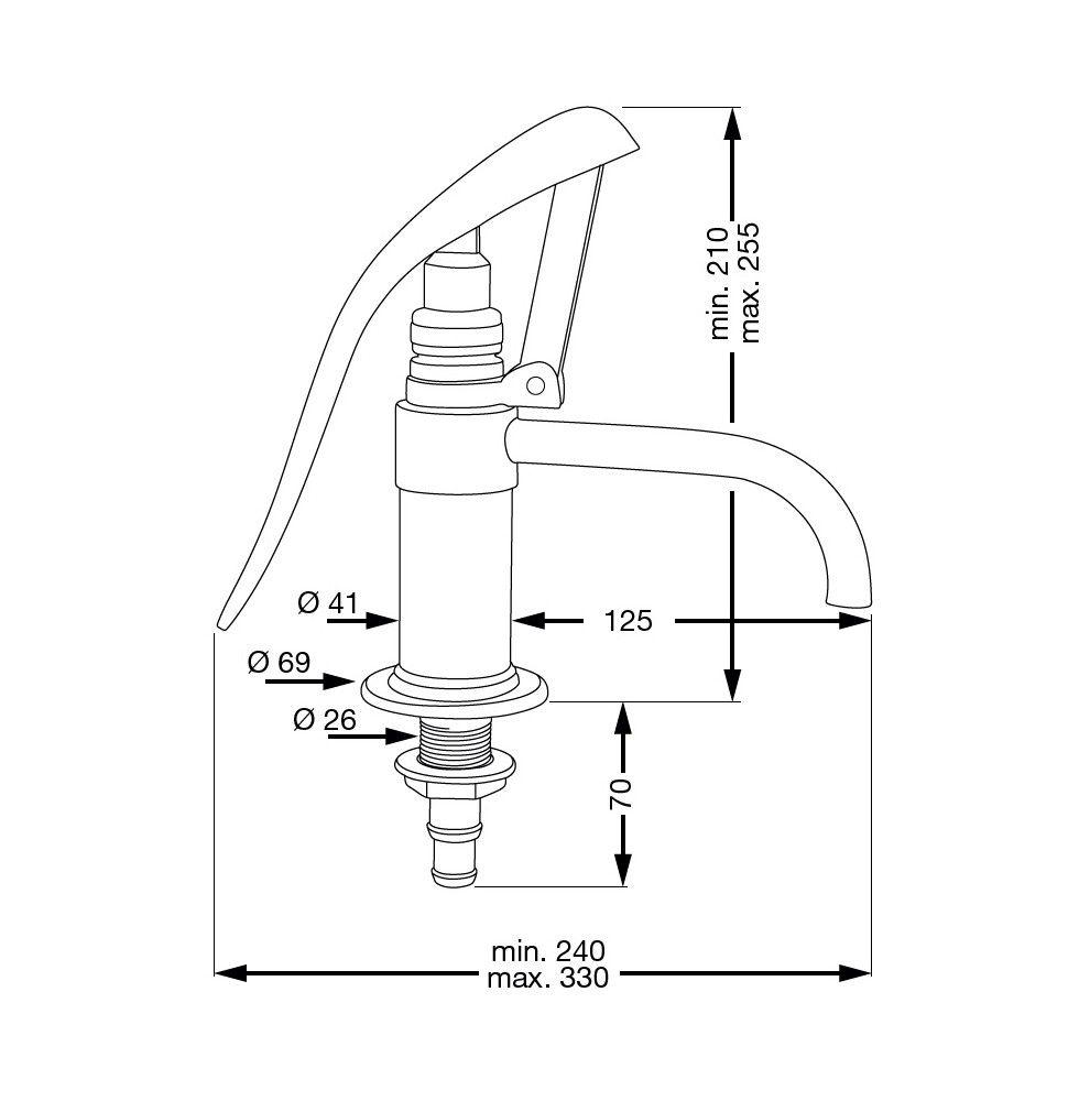 LEVER GALLEY PUMP IN BRASS