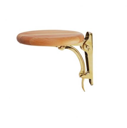 Siège table à carte rabattable bois verni et laiton Siège table à carte rabattable bois verni et laiton
