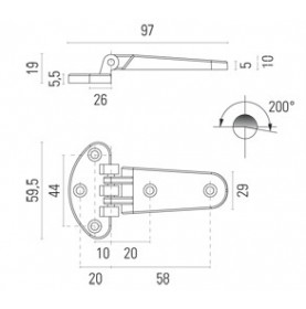 Brass chromed hatch hinge crank 10mm