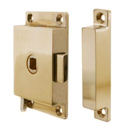 Rim lock in polished brass