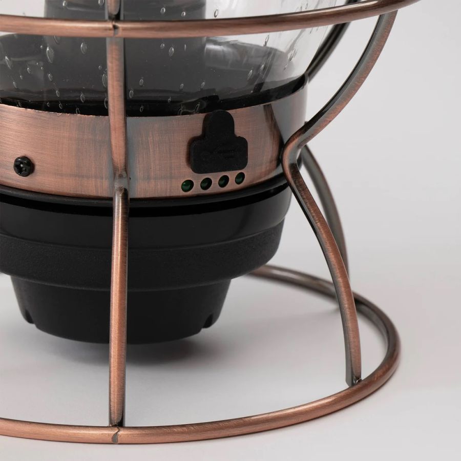 Baladeuse LED rechargeable style lampe tempête bronze