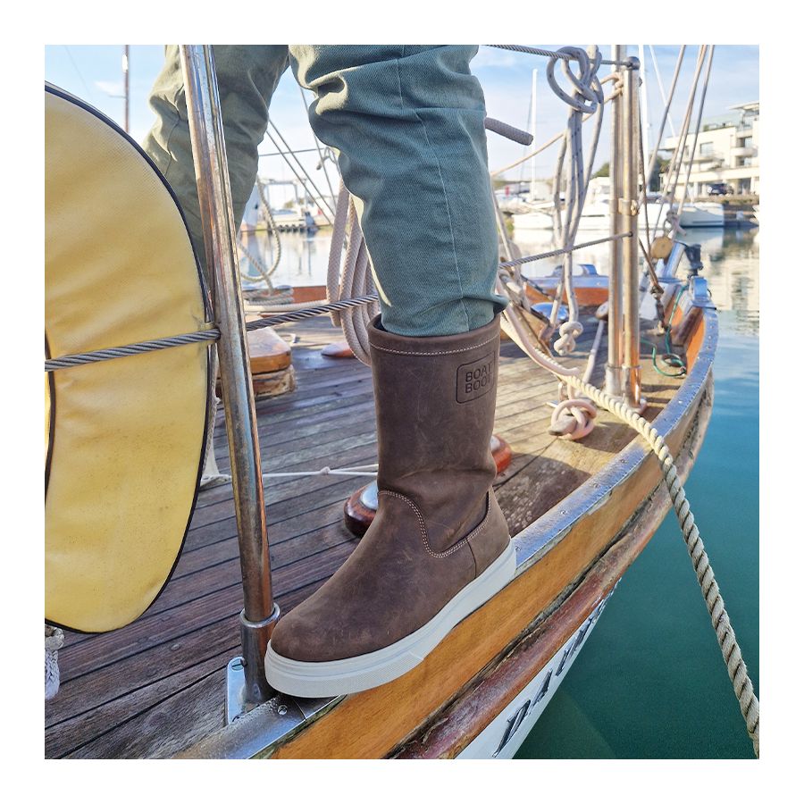 Bottes de navigation hautes marron en cuir Boat Boot – Confort et élégance pour la mer