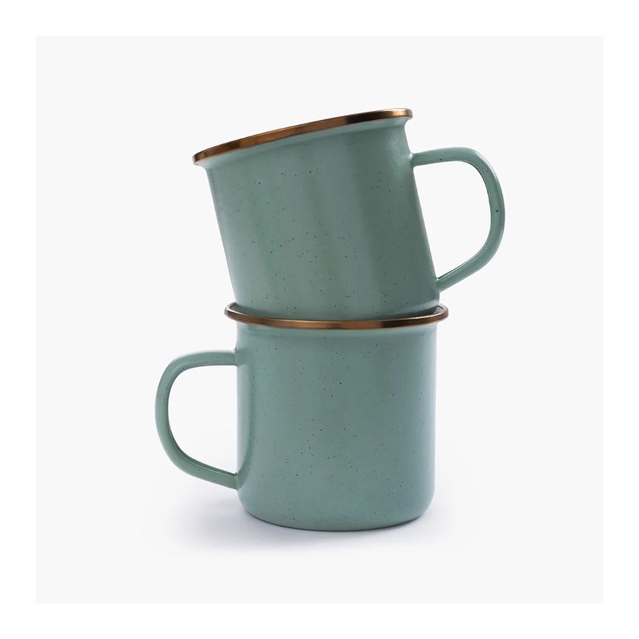 2 durable speckled seafoam green enamel steel mugs 2 durable speckled seafoam green enamel steel mugs
