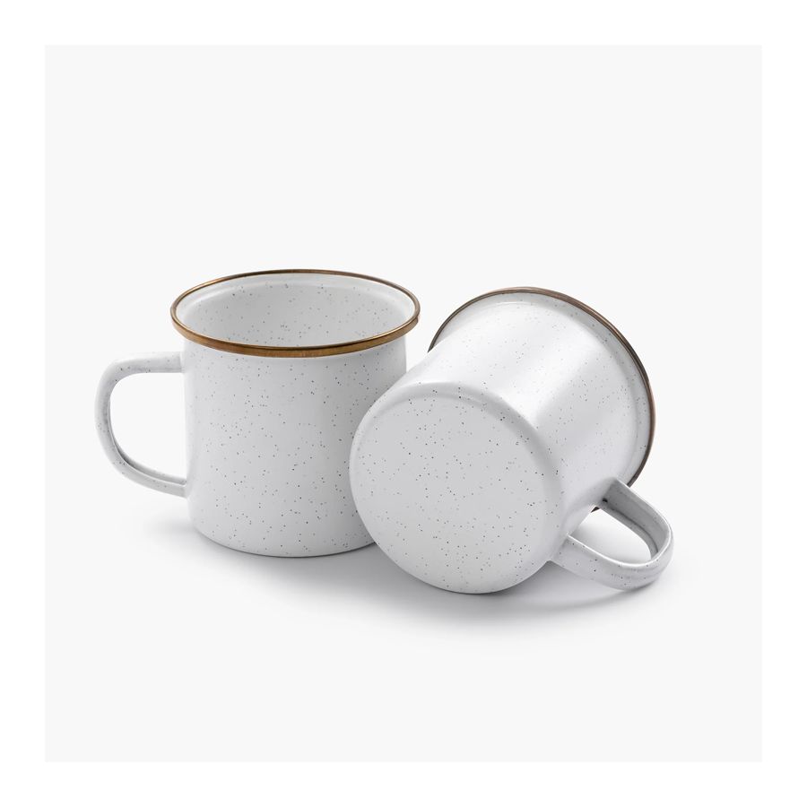 Mugs couleur blanc cassé moucheté bordure bronze
