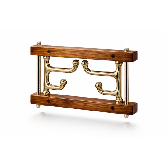 Gancio porta abiti pieghevole in ottone e teak