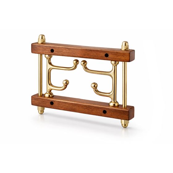 Brass and teak coat hook for boat