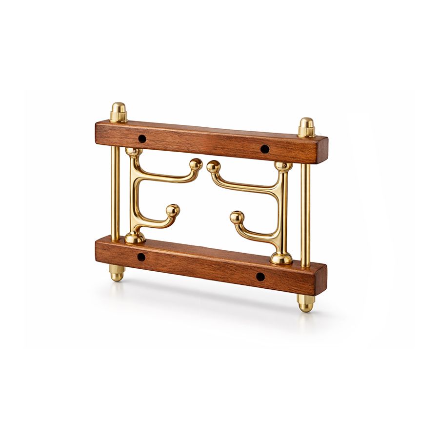 Brass and teak coat hook for boat