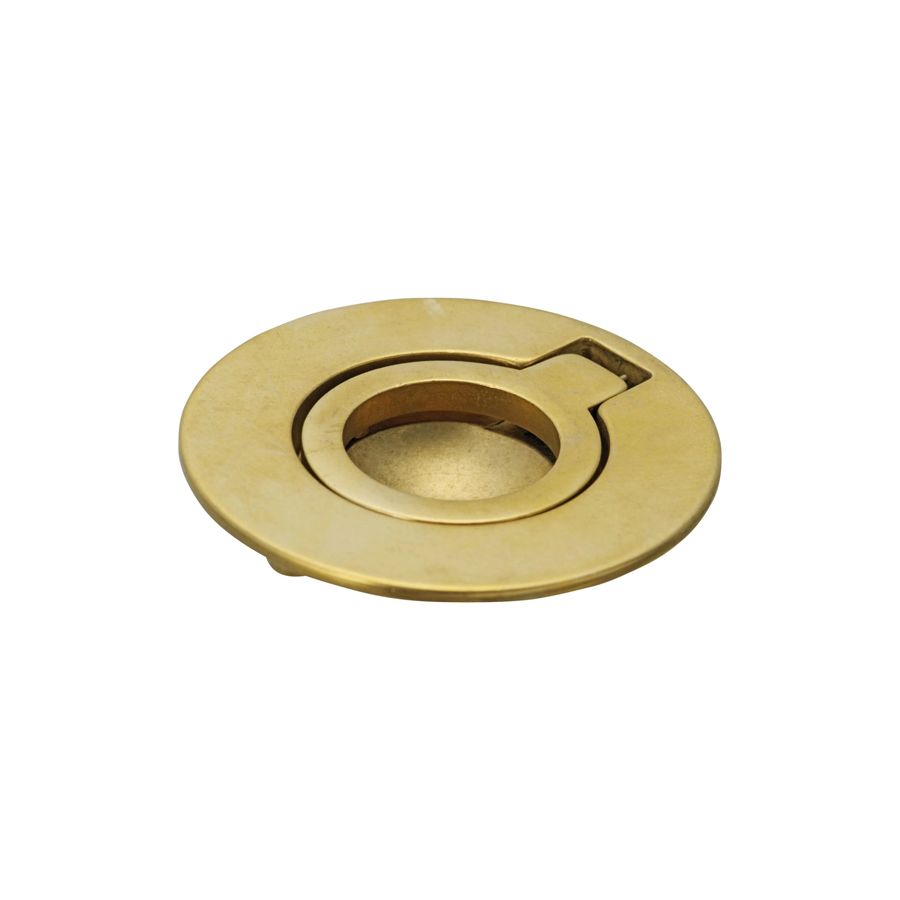 Poignée cuvette 53mm ronde visserie invisible en laiton poli