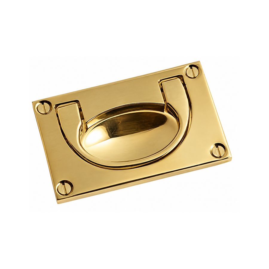 Brass rectangular flush drawer handle