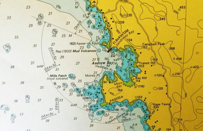 Carte marine de la Andrew Bay Birmanie