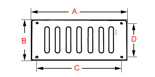 cotes grille d'aération ouverture oblongue laiton