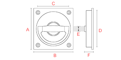 plan paire poignée encastrable laiton